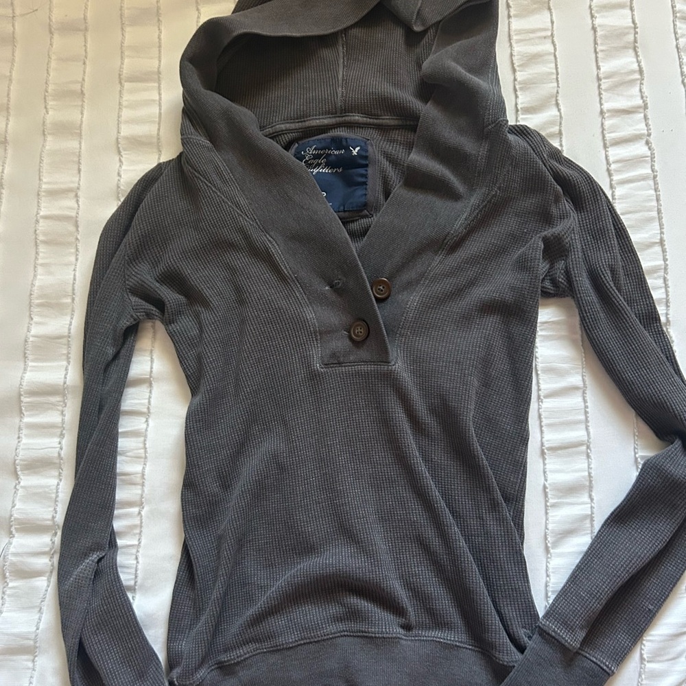 vintage American Eagle Outfitters Charcoal Hoodie Sweatshirt